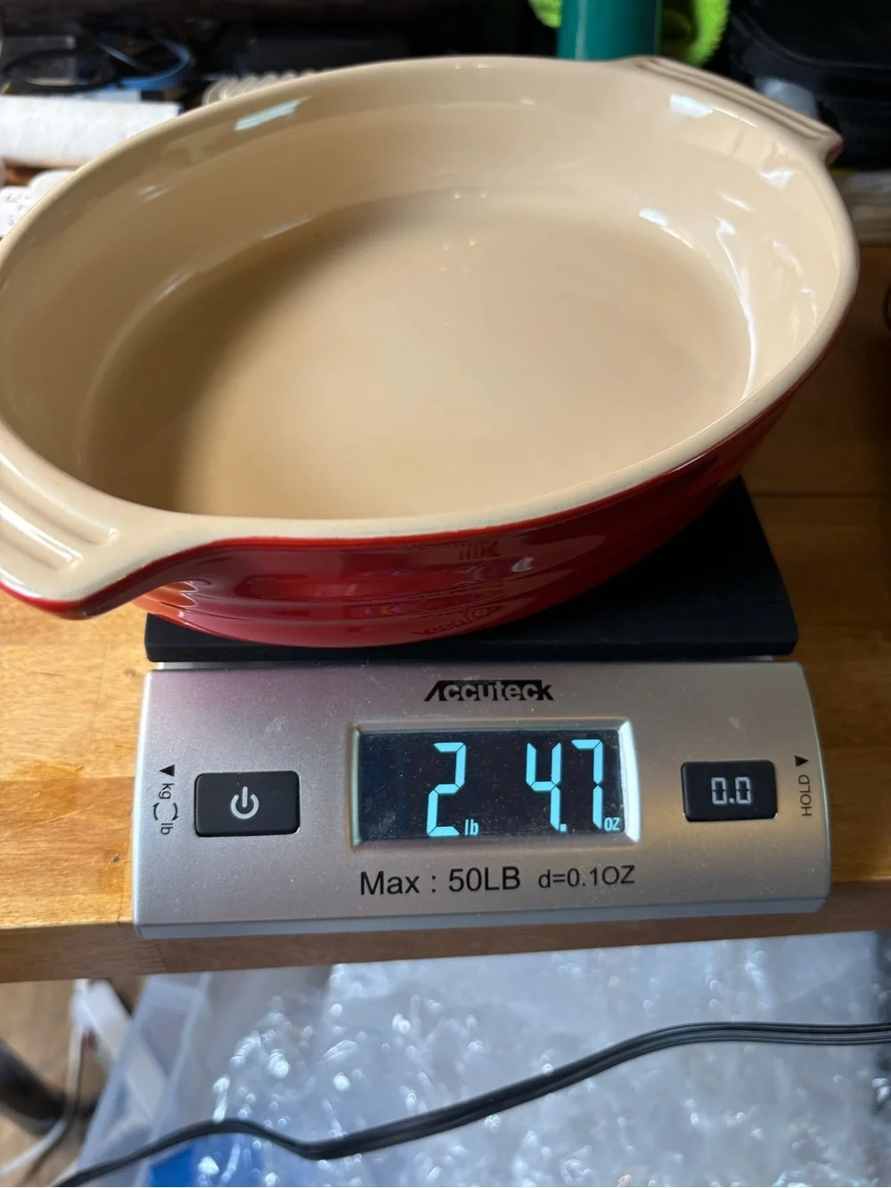 Le Creuset Red and Cream Oval Ceramic Baking Dish